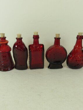5 Ruby Red Wheaton NJ Miniature Bottles 3 inch